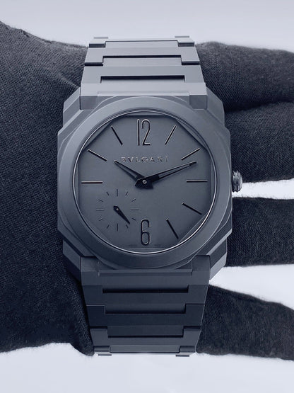 Bulgari Octo Finissimo Extra Thin 103077 Black Ceramic Mens Watch Box Papers - Watches