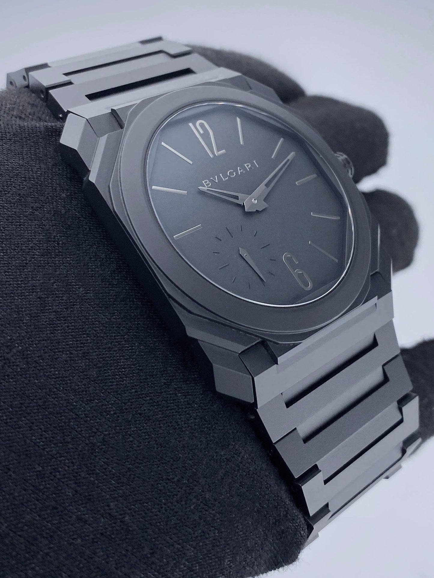 Bulgari Octo Finissimo Extra Thin 103077 Black Ceramic Mens Watch Box Papers - Watches