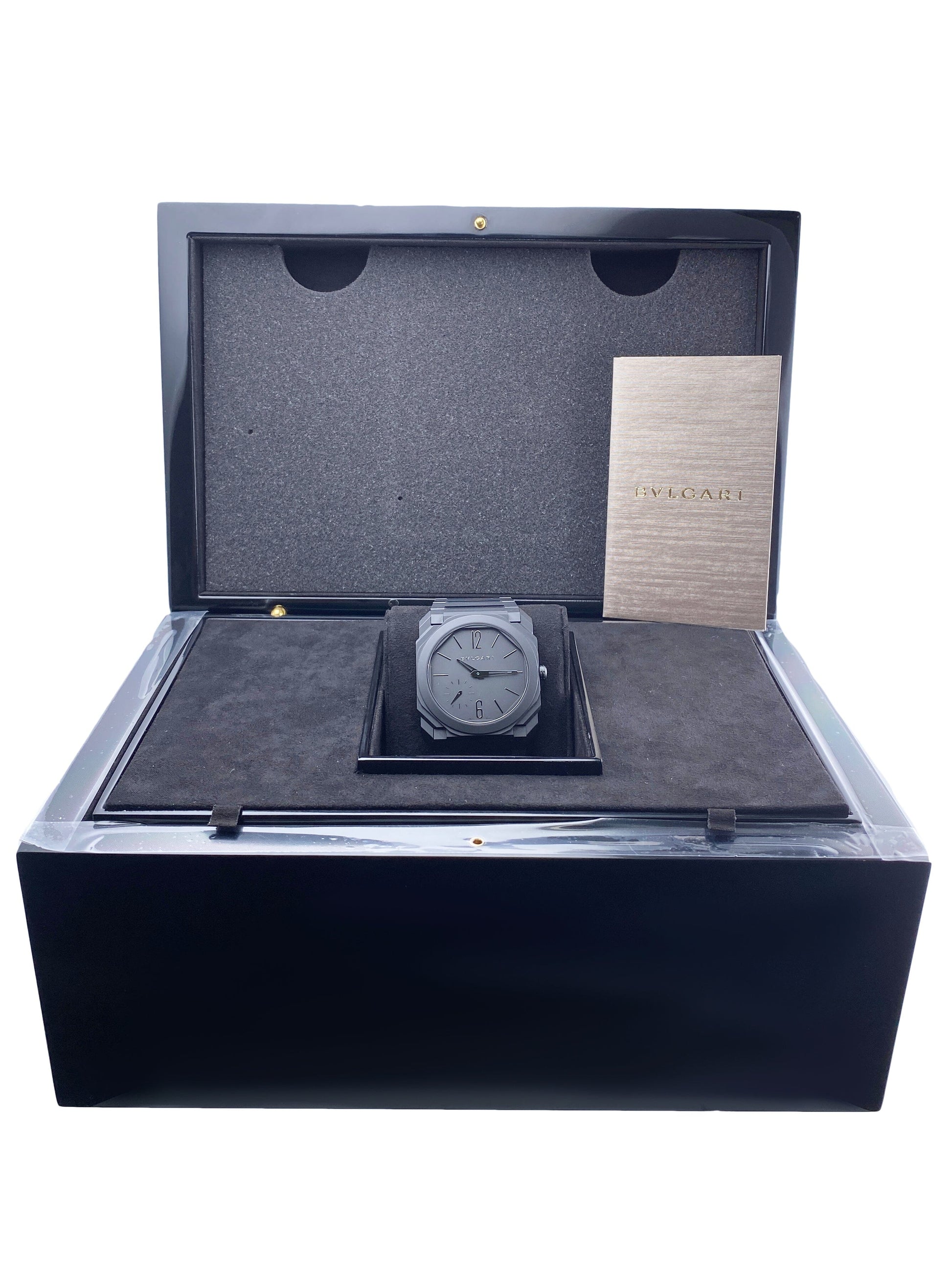 Bulgari Octo Finissimo Extra Thin 103077 Black Ceramic Mens Watch Box Papers - Watches
