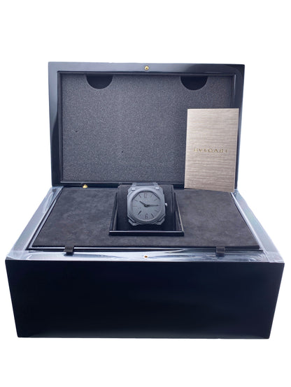 Bulgari Octo Finissimo Extra Thin 103077 Black Ceramic Mens Watch Box Papers - Watches