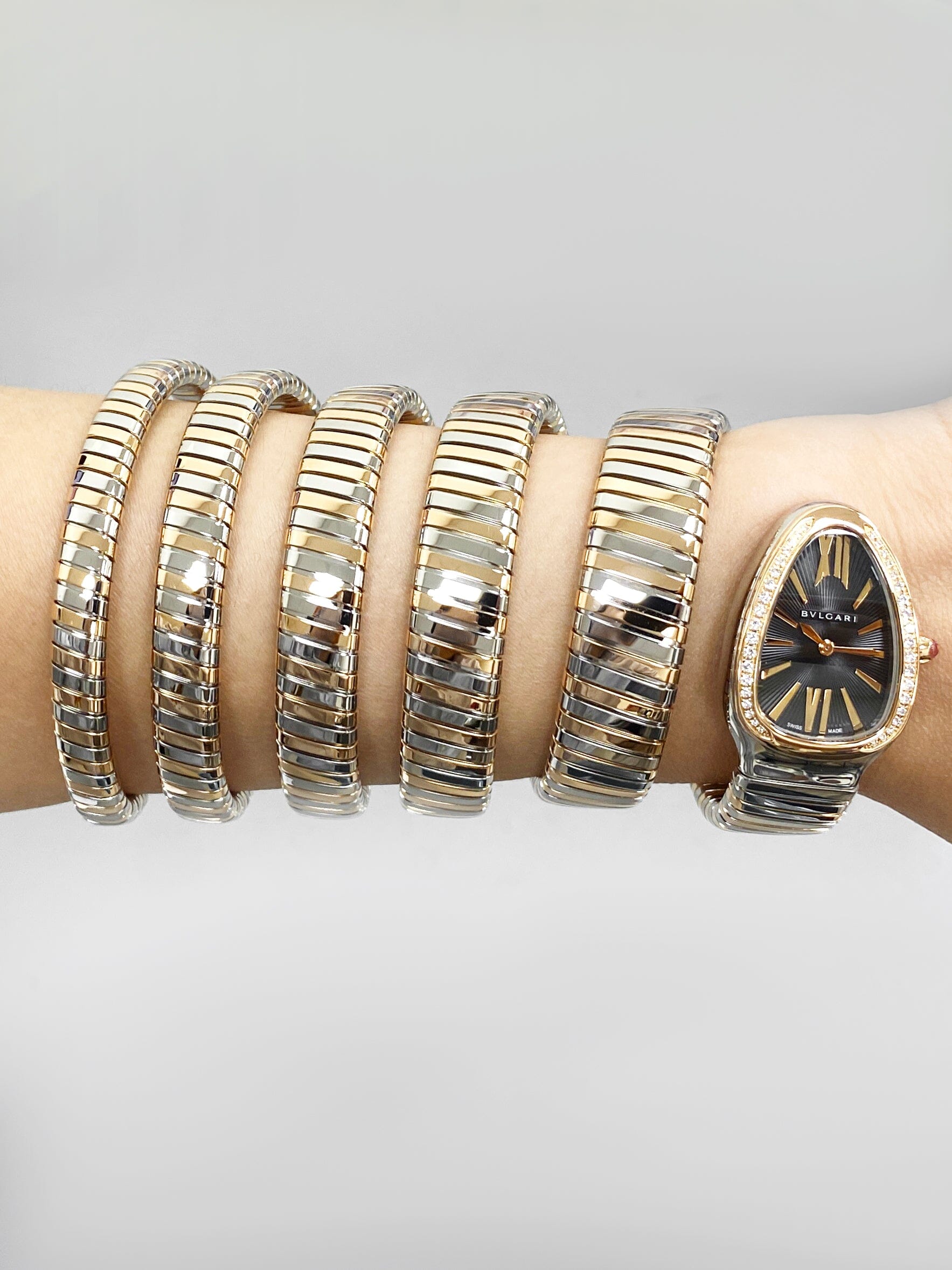 Bvlgari Serpenti SP35 SPG Tubogas Rose Gold & Steel Ladies Watch - Watches