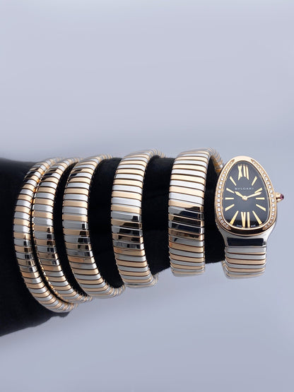 Bvlgari Serpenti SP35 SPG Tubogas Rose Gold & Steel Ladies Watch - Watches