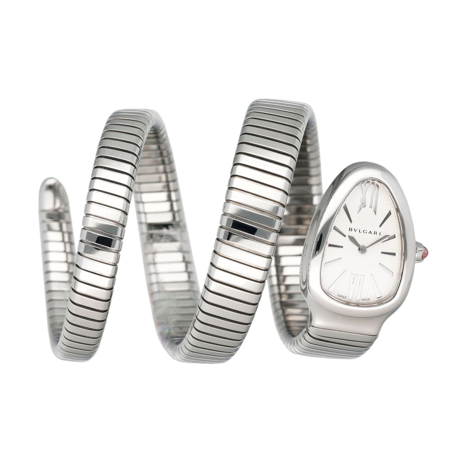 Bvlgari Serpenti Tubogas 101911 Silver Dial Steel Ladies Watch - Watches