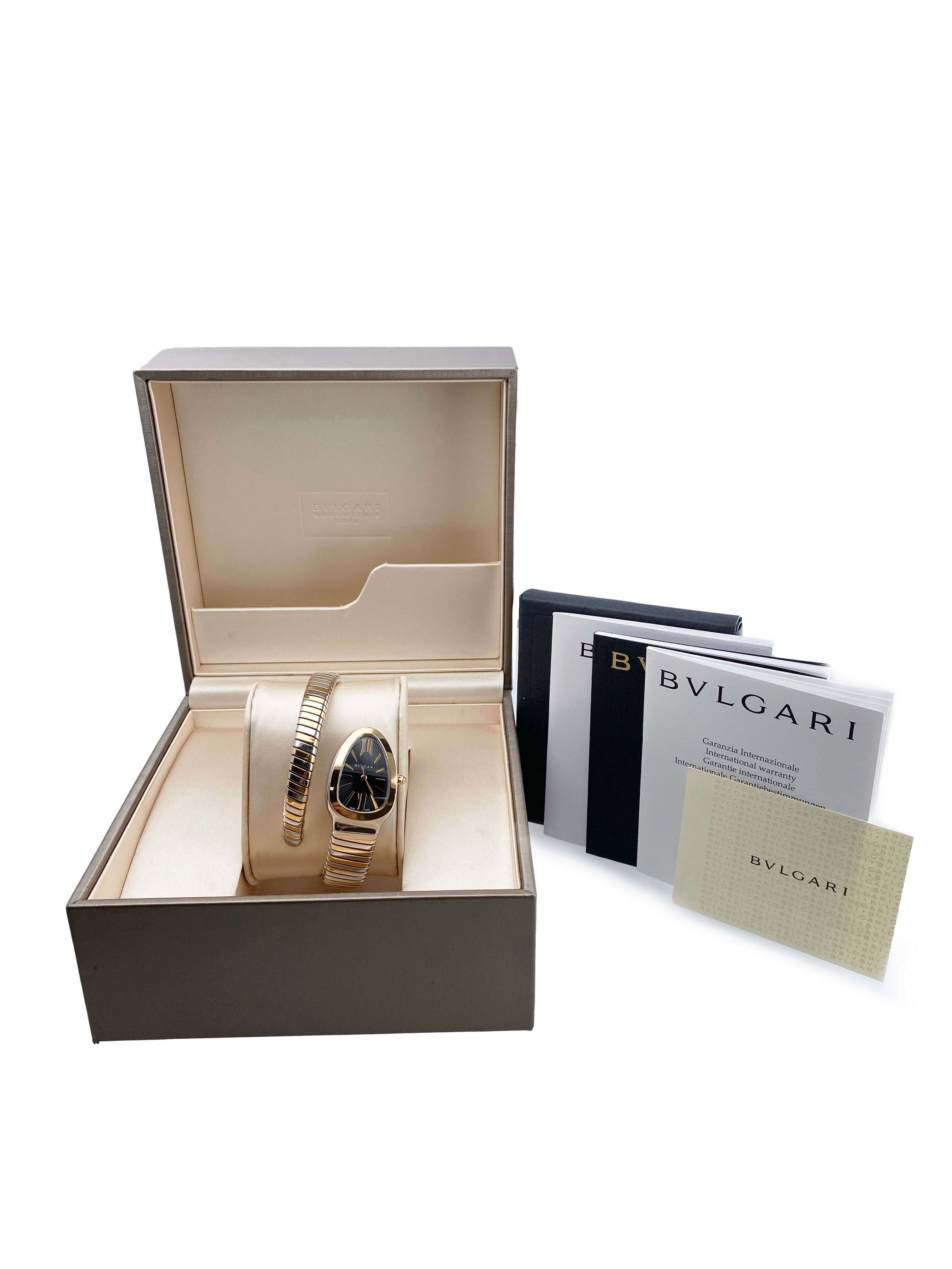 Bvlgari Serpenti Tubogas 102123 Black Dial Two Tone Ladies Watch