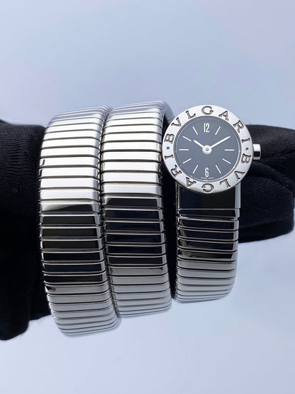 Bvlgari Serpenti Tubogas BB 19 1TS Black Dial Steel Ladies Watch - Watches