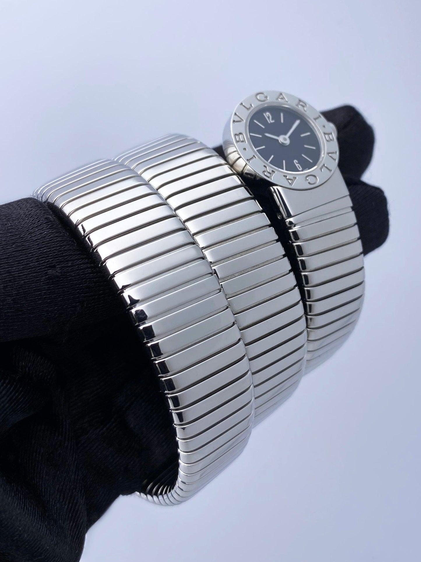 Bvlgari Serpenti Tubogas BB 19 1TS Black Dial Steel Ladies Watch - Watches