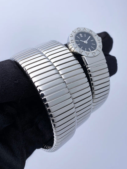Bvlgari Serpenti Tubogas BB 19 1TS Black Dial Steel Ladies Watch - Watches
