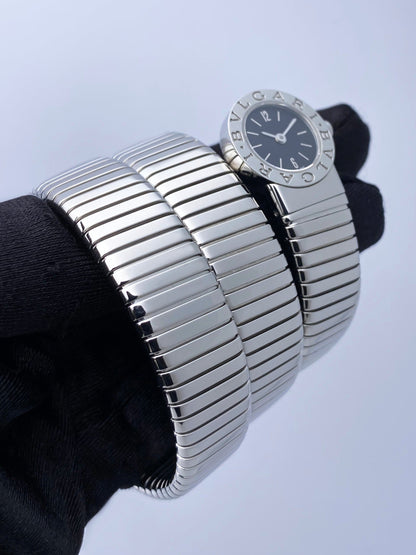 Bvlgari Serpenti Tubogas BB 19 1TS Black Dial Steel Ladies Watch - Watches