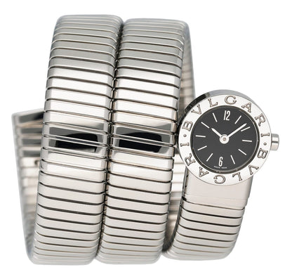 Bvlgari Serpenti Tubogas BB 19 1TS Black Dial Steel Ladies Watch - Watches