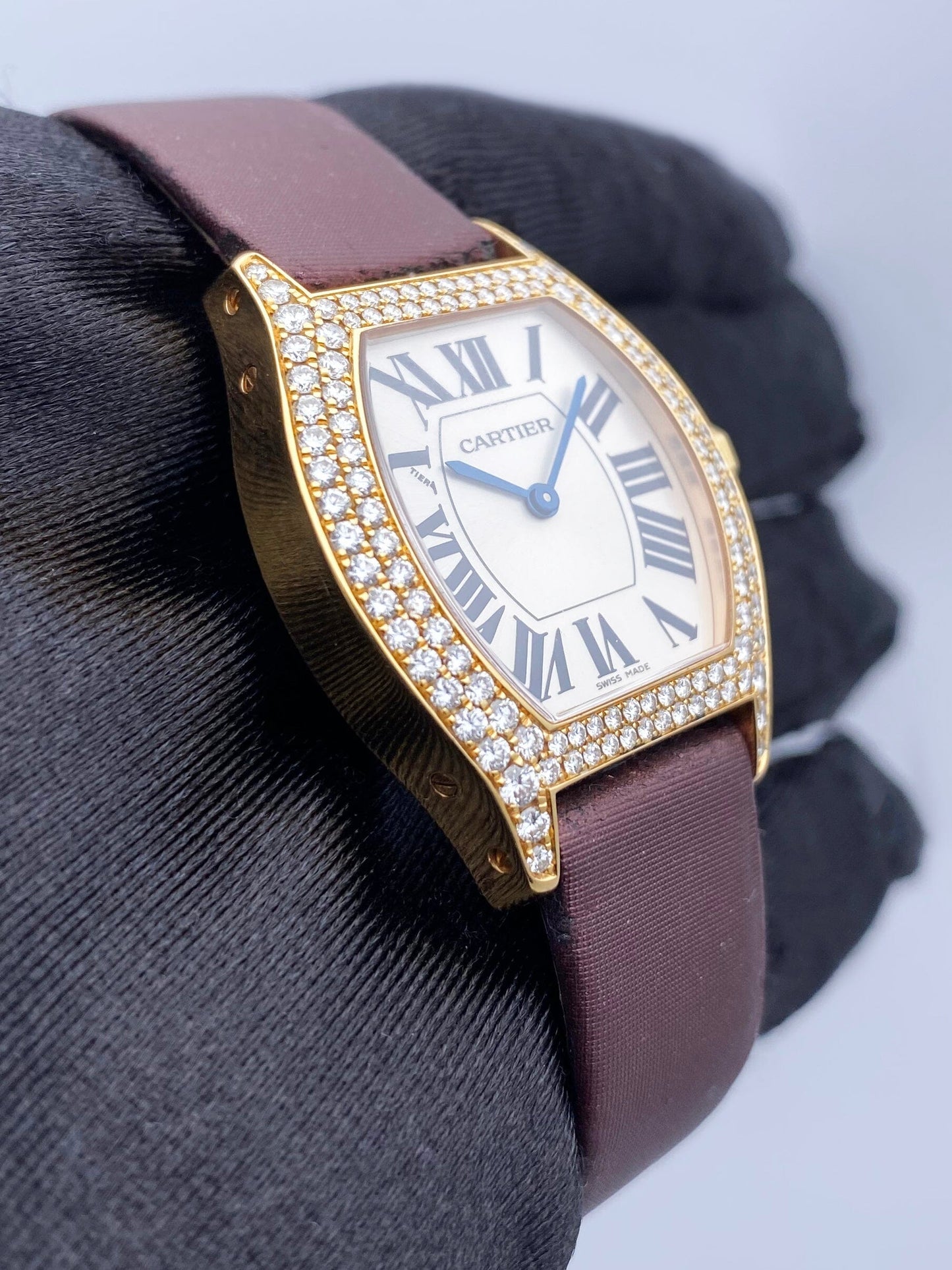 Cartier Tortue WA505031 Diamond 18K Rose Gold Ladies Watch - Watches