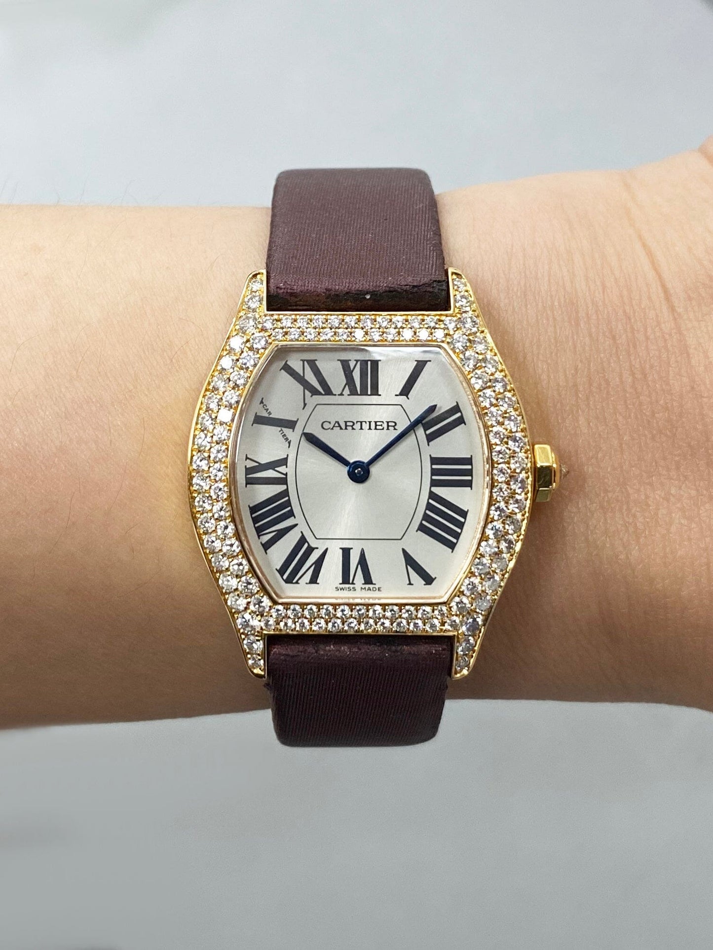 Cartier Tortue WA505031 Diamond 18K Rose Gold Ladies Watch - Watches