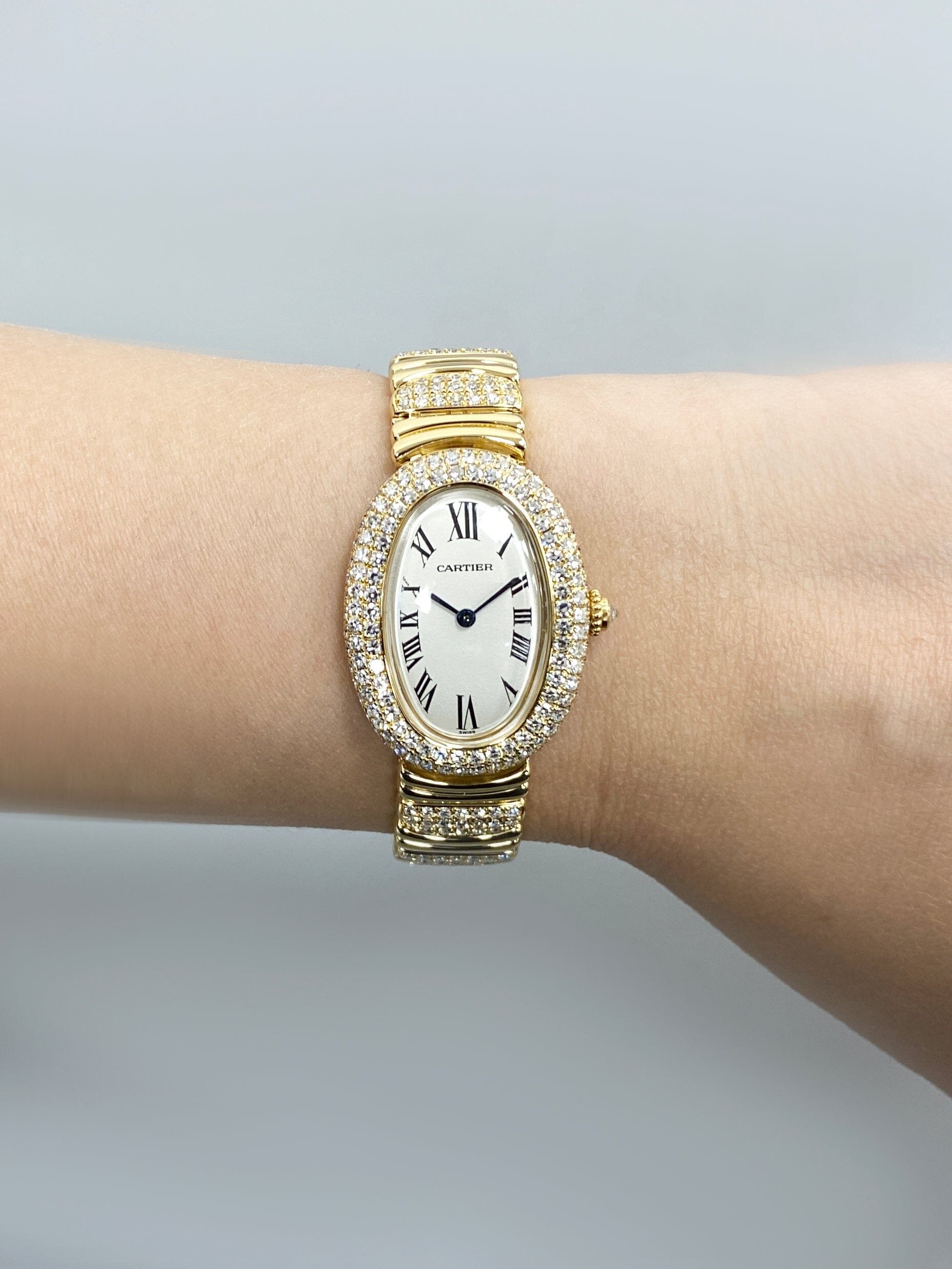 Cartier Baignoire 1920 WB5004D8 Diamond 18K Yellow Gold Ladies