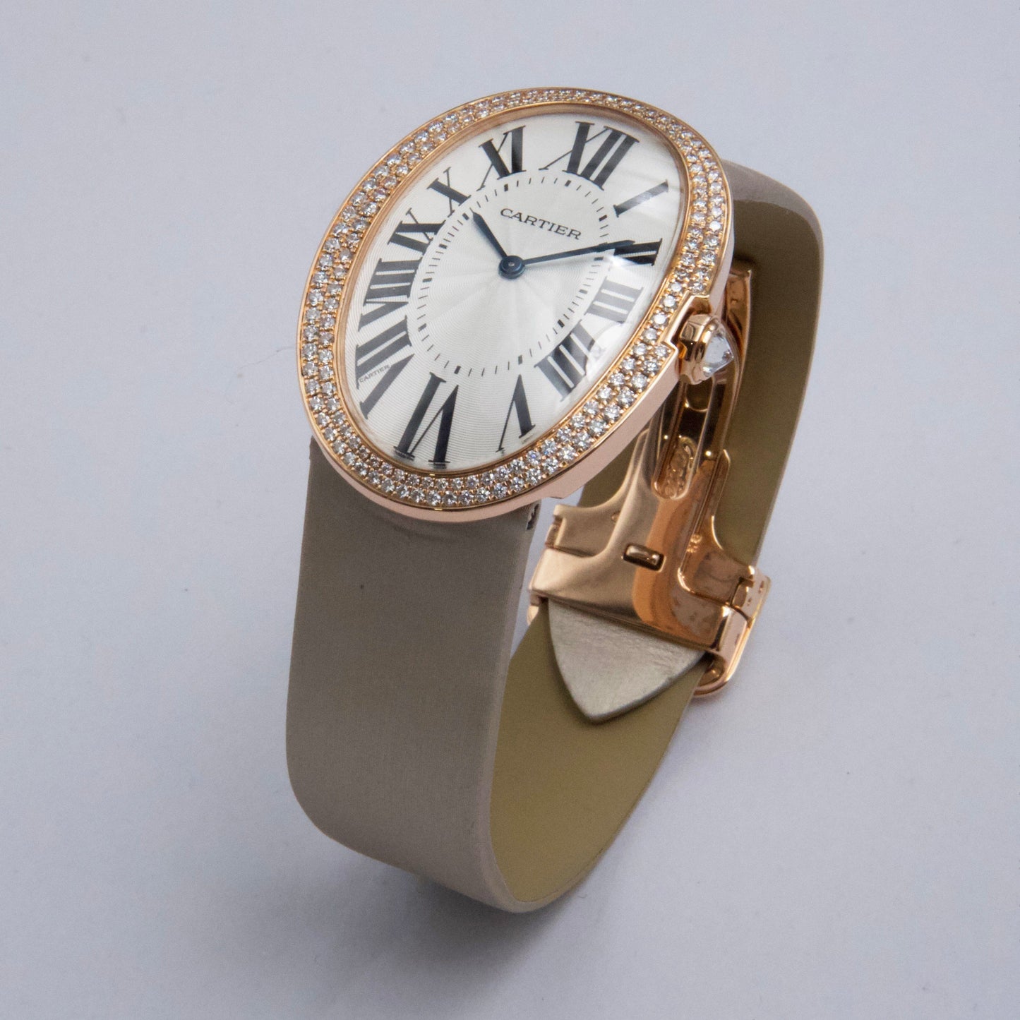 Cartier Baignoire WB520005 Diamond Silver Dial Mens Watch Box Papers - Watches
