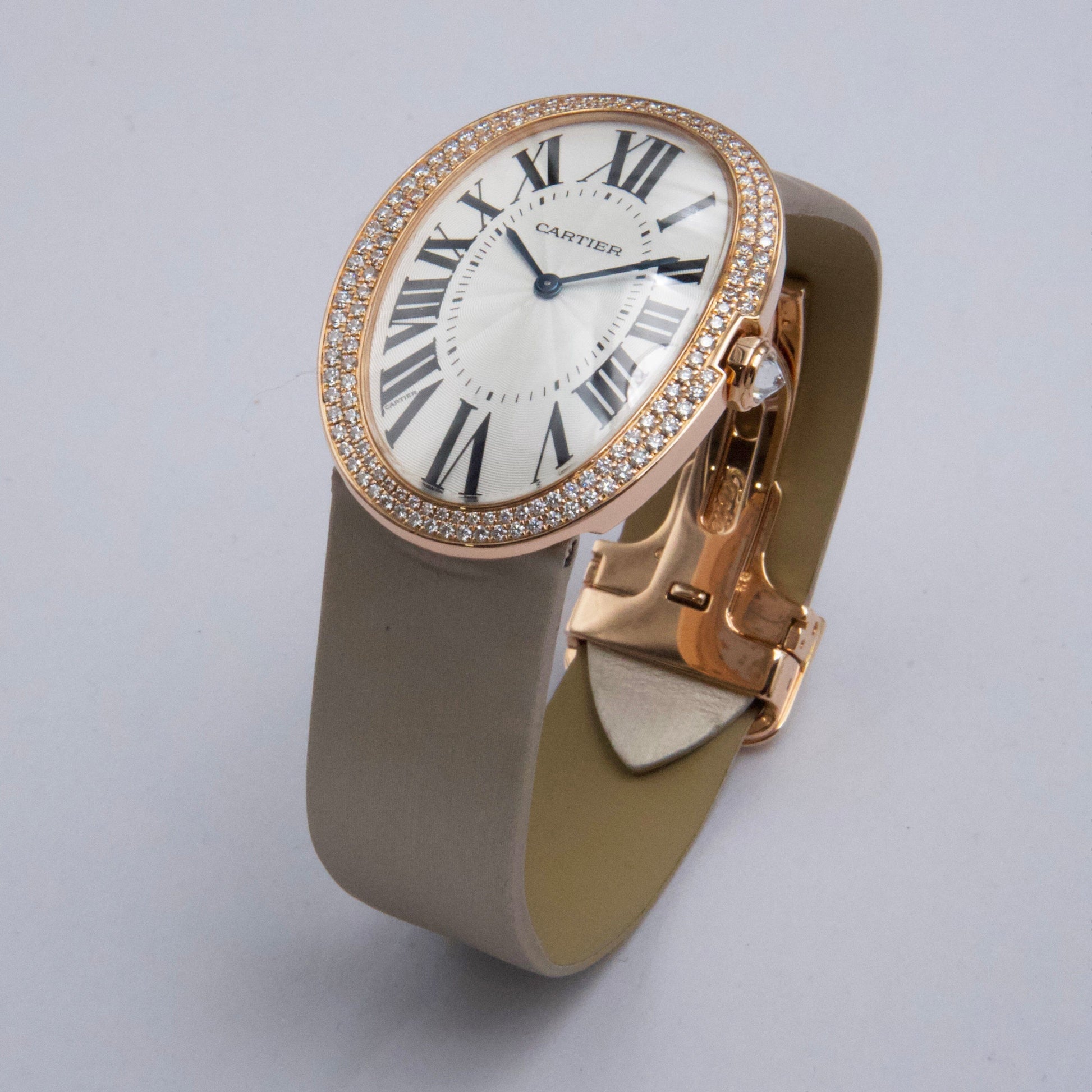 Cartier Baignoire WB520005 Diamond Silver Dial Mens Watch Box Papers - Watches