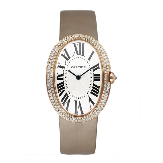 Cartier Baignoire WB520005 Diamond Silver Dial Mens Watch Box Papers - Watches