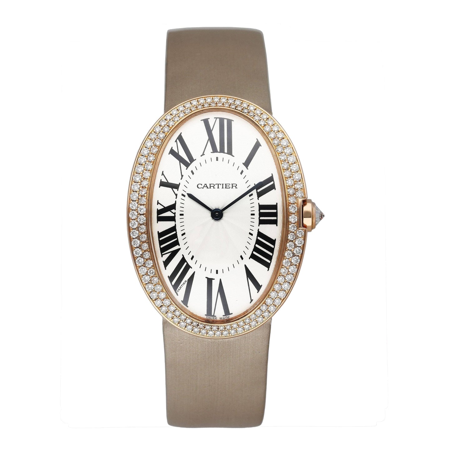 Cartier Baignoire WB520005 Diamond Silver Dial Mens Watch Box Papers - Watches