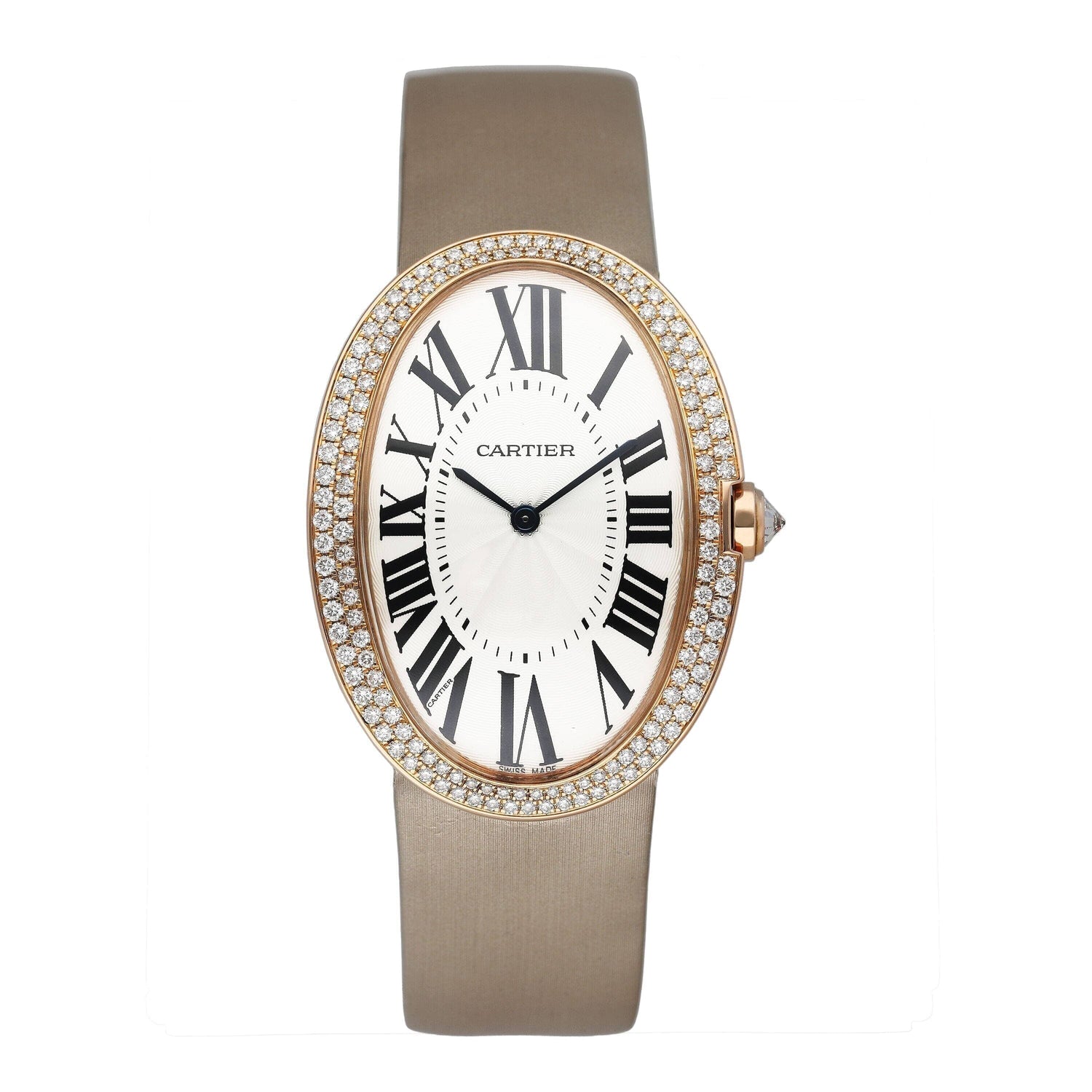 Cartier Baignoire WB520005 Diamond Silver Dial Mens Watch Box Papers - Watches