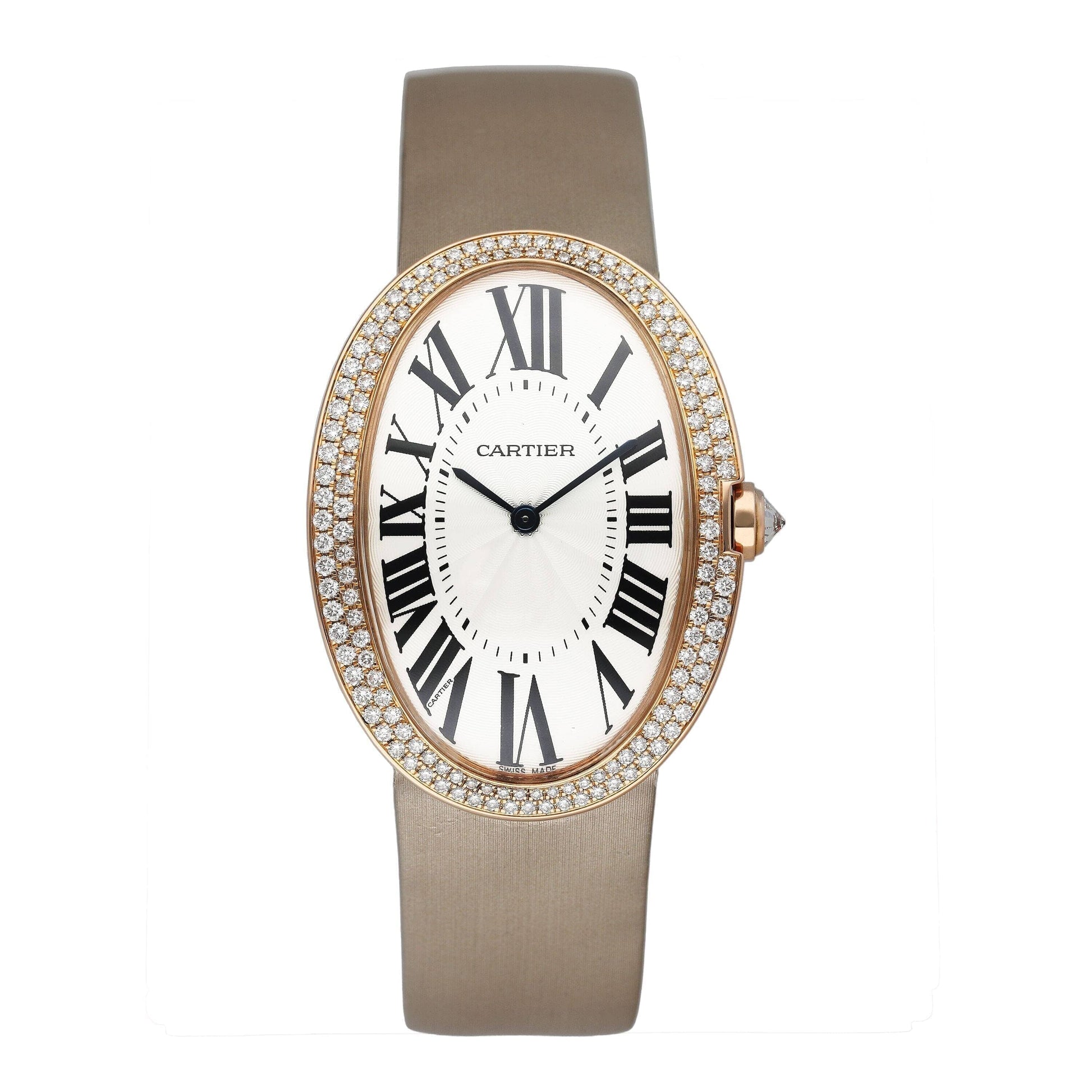 Cartier Baignoire WB520005 Diamond Silver Dial Mens Watch Box Papers - Watches