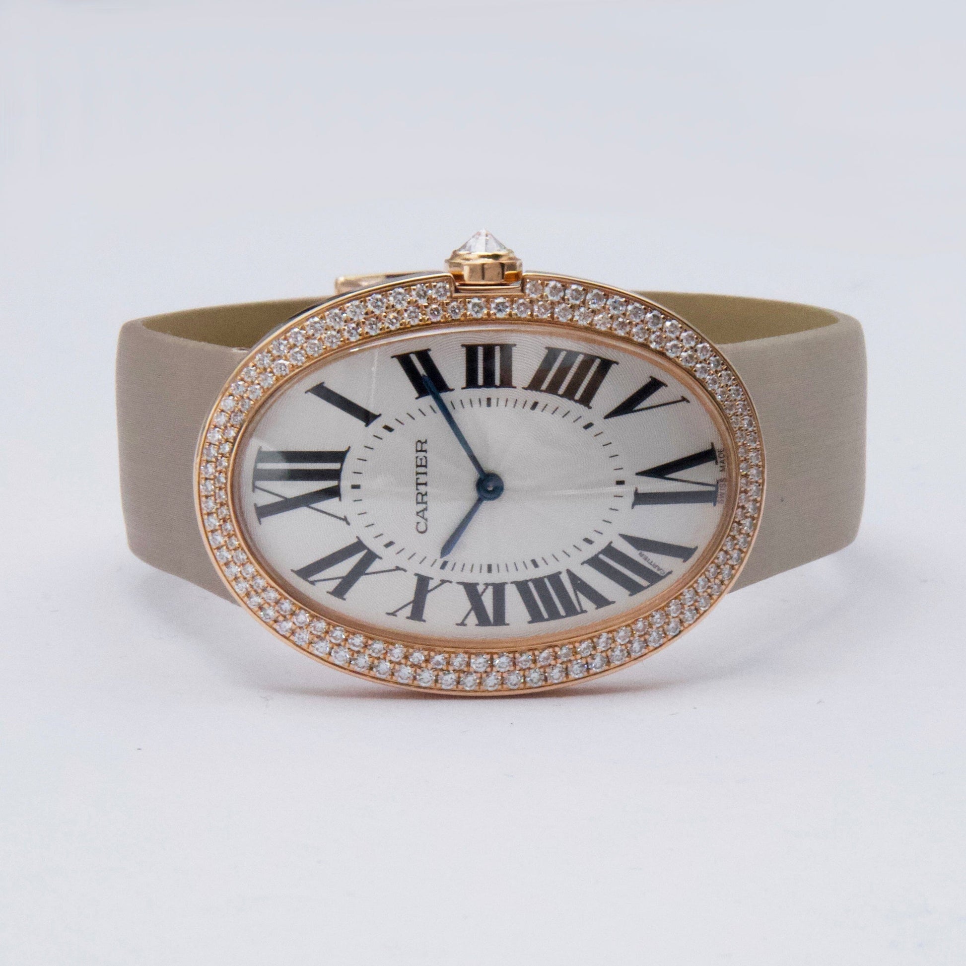 Cartier Baignoire WB520005 Diamond Silver Dial Mens Watch Box Papers - Watches
