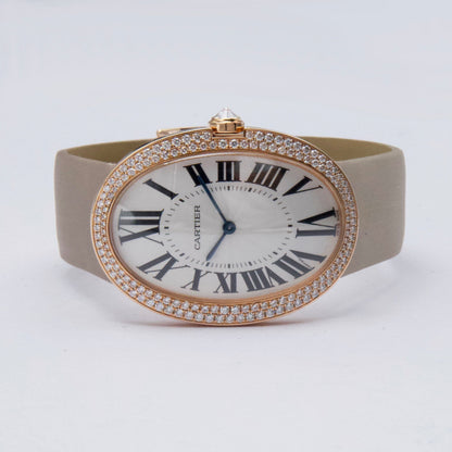Cartier Baignoire WB520005 Diamond Silver Dial Mens Watch Box Papers - Watches