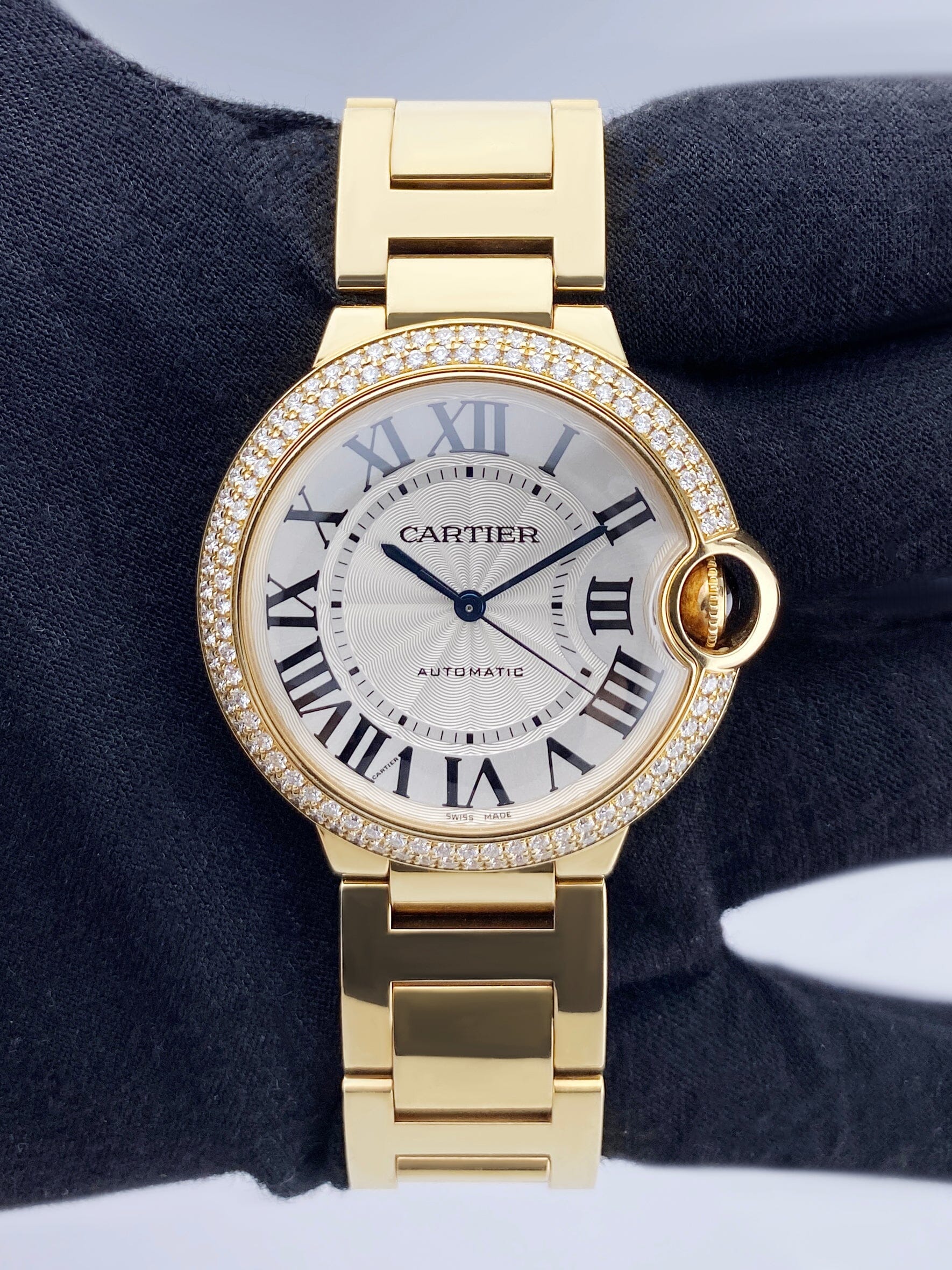 Cartier Ballon Bleu WE9004Z3 Diamond Bezel 18K Yellow Gold Ladies
