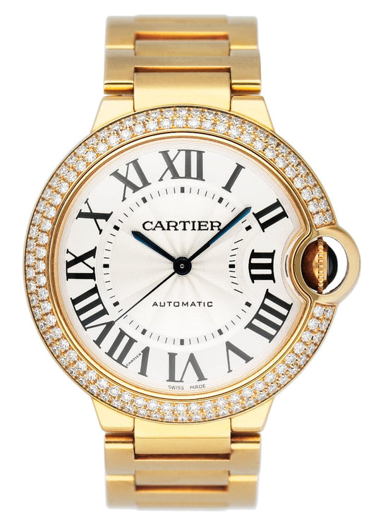 Cartier Ballon Bleu WE9004Z3 Diamond Bezel 18K Yellow Gold Ladies Watch - Watches