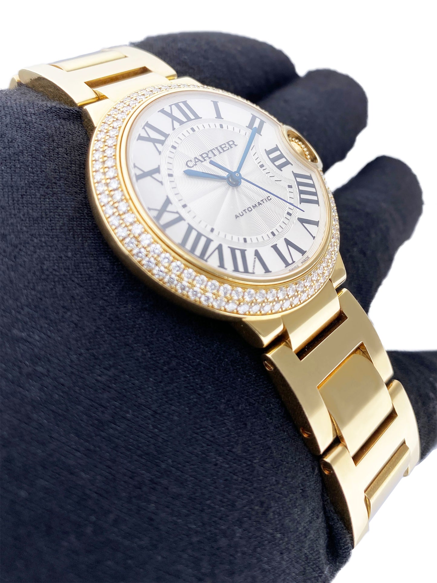 Cartier Ballon Bleu WE9004Z3 Diamond Bezel 18K Yellow Gold Ladies Watch Box Papers