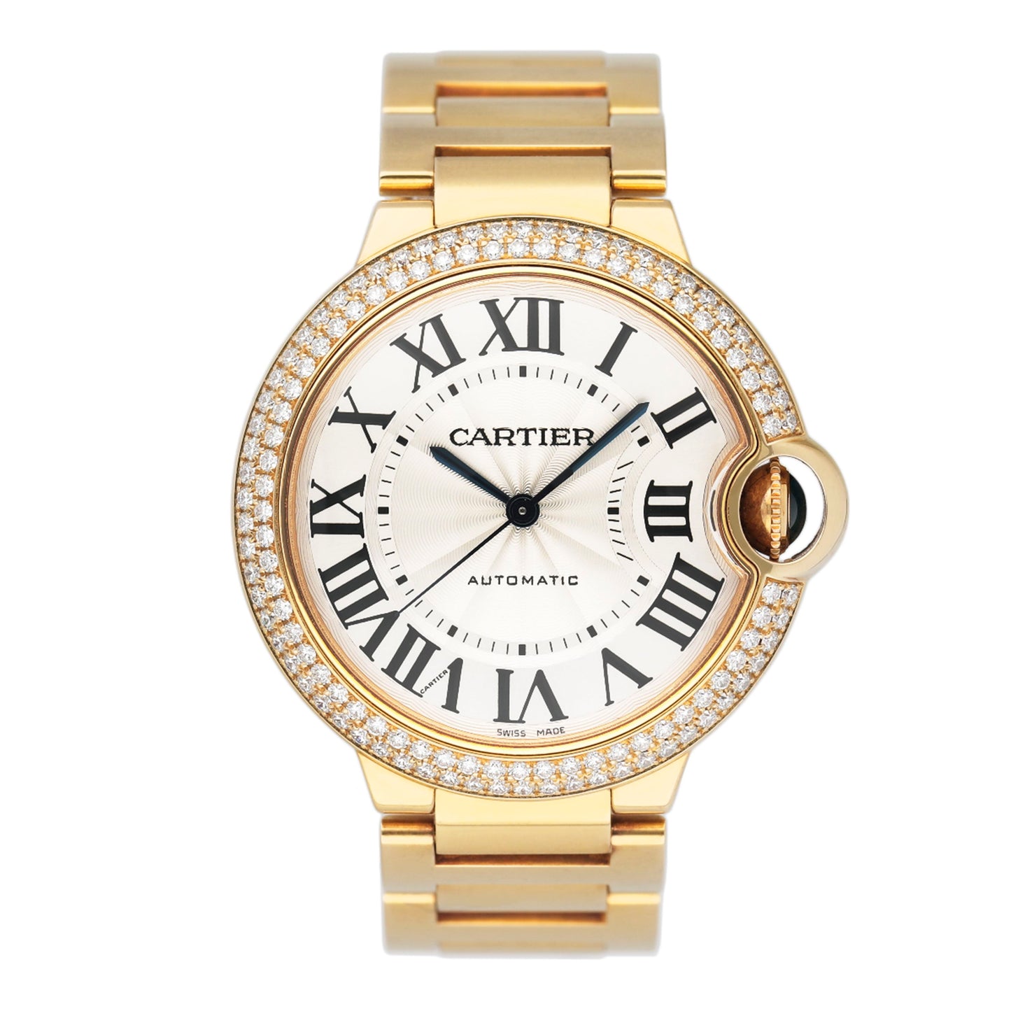 Cartier Ballon Bleu WE9004Z3 Diamond Bezel 18K Yellow Gold Ladies Watch Box Papers