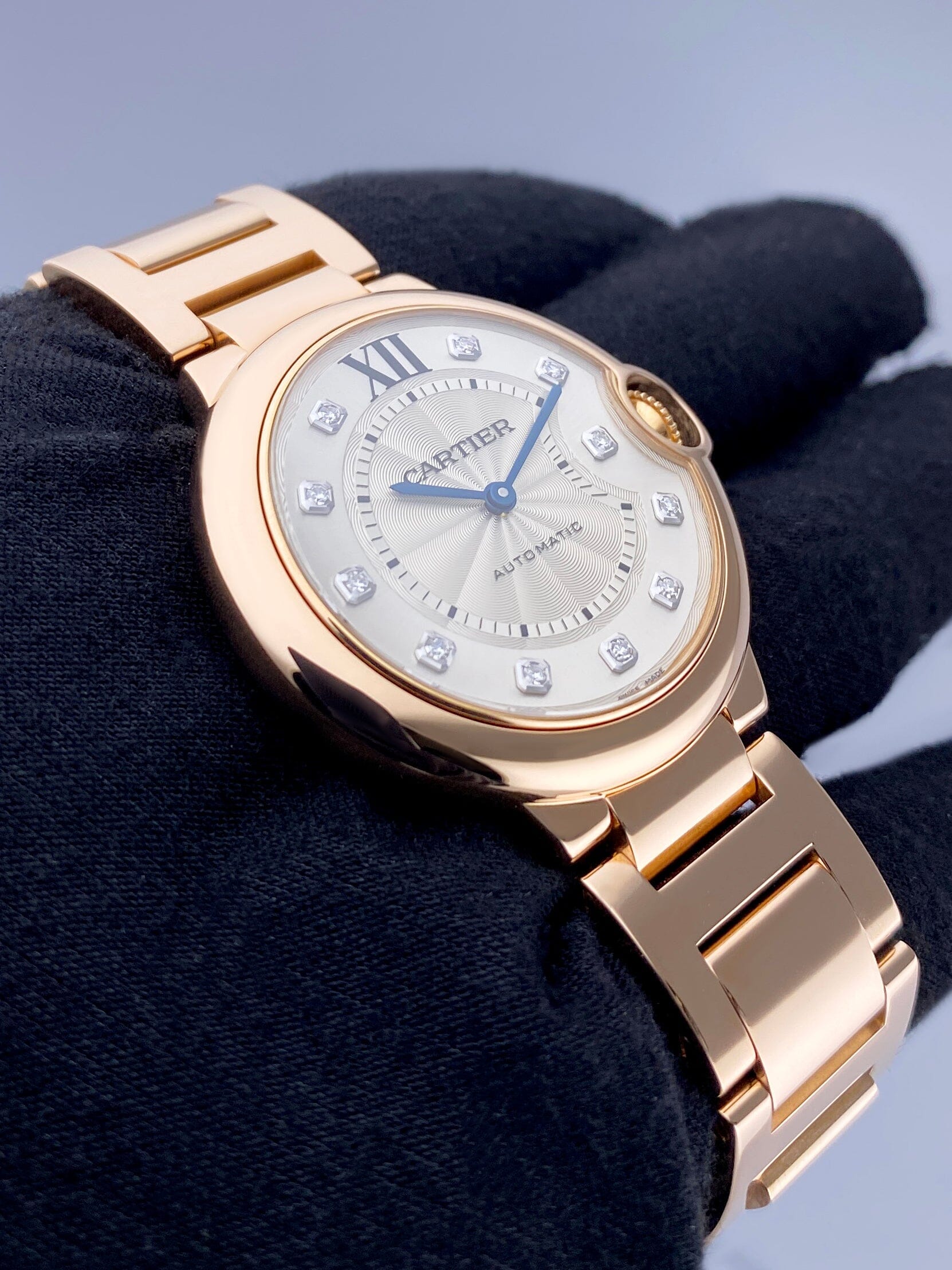 Cartier Ballon Bleu WE902026 Diamond Mens Watch Box Papers - Watches