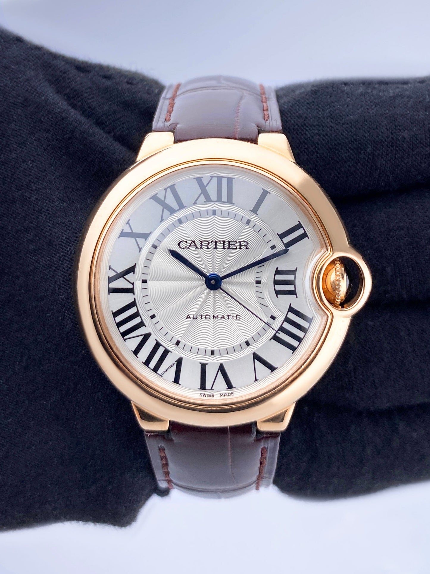 Cartier Ballon Bleu WGBB0009 18K Rose Gold Mens Watch Box Papers - Watches