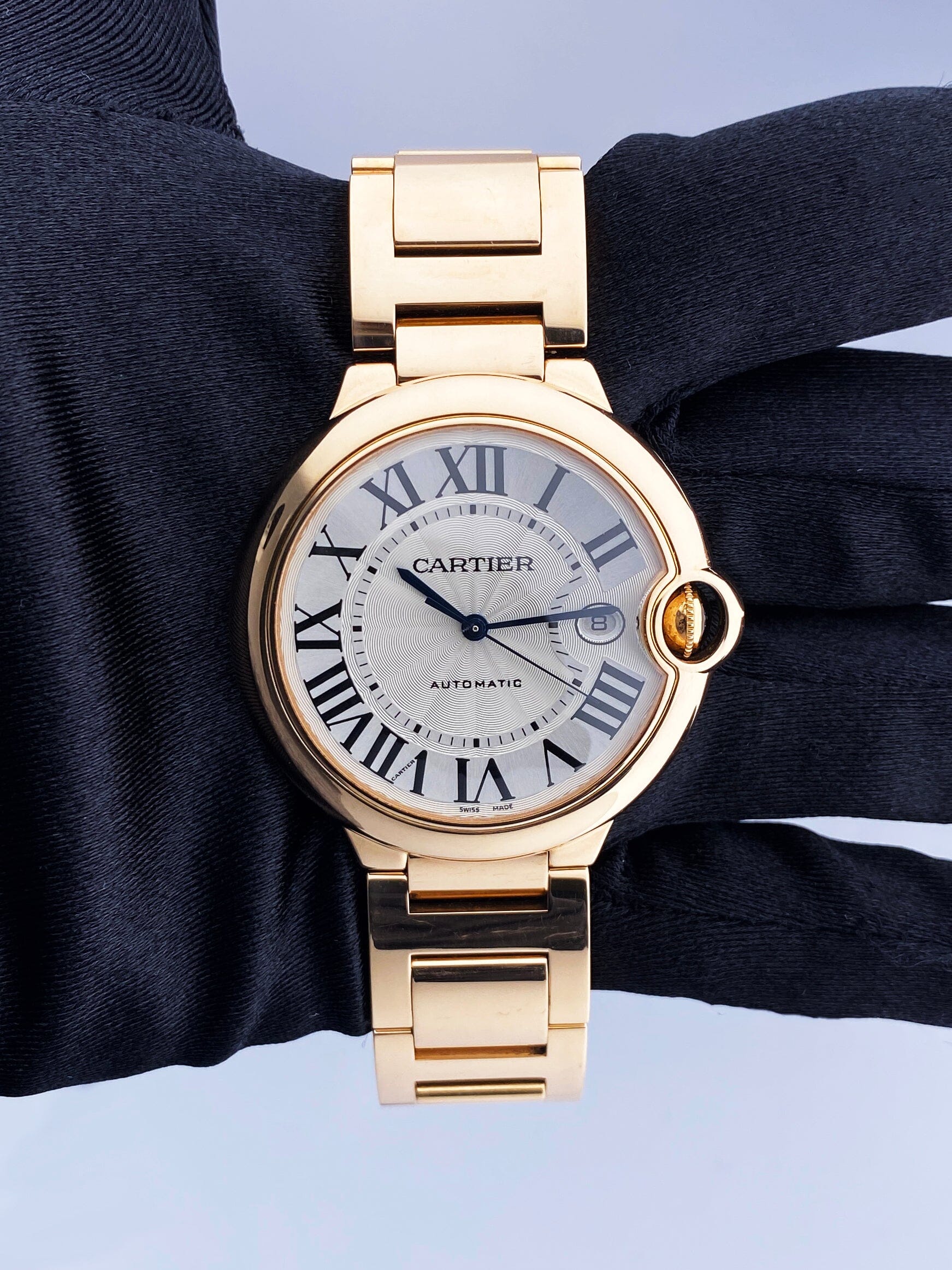 Cartier Ballon Bleu WGBB0016 18K Rose Gold Mens Watch Box Papers - Virtual