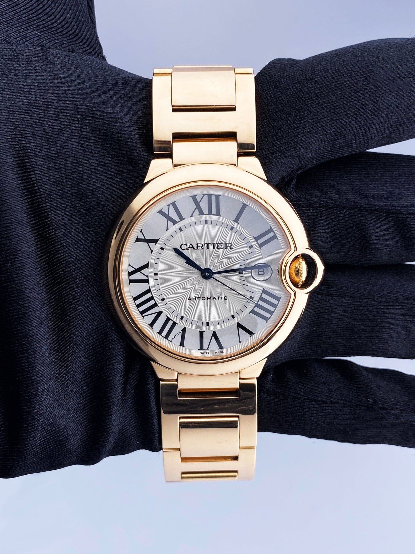 Cartier Ballon Bleu WGBB0016 18K Rose Gold Mens Watch Box Papers - Virtual