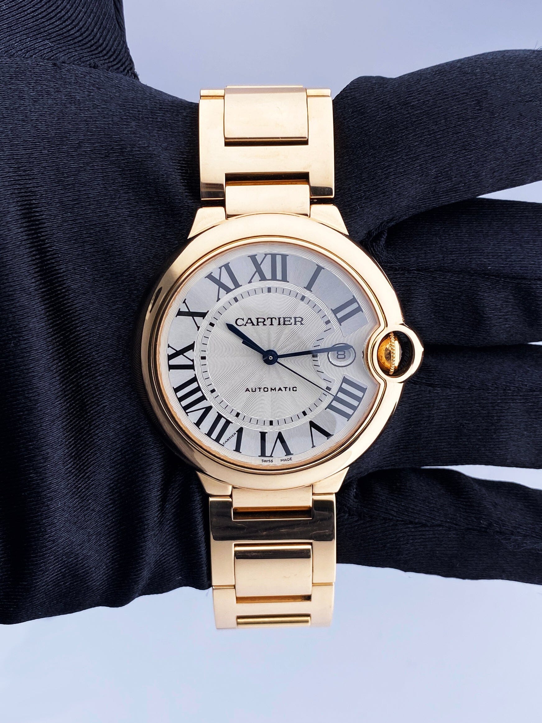 Cartier Ballon Bleu WGBB0016 18K Rose Gold Mens Watch Box Papers - Virtual