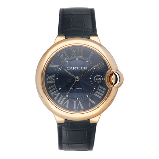 Cartier Ballon Bleu WGBB0036 Blue Dail 18K Rose Gold Mens Watch Box Papers