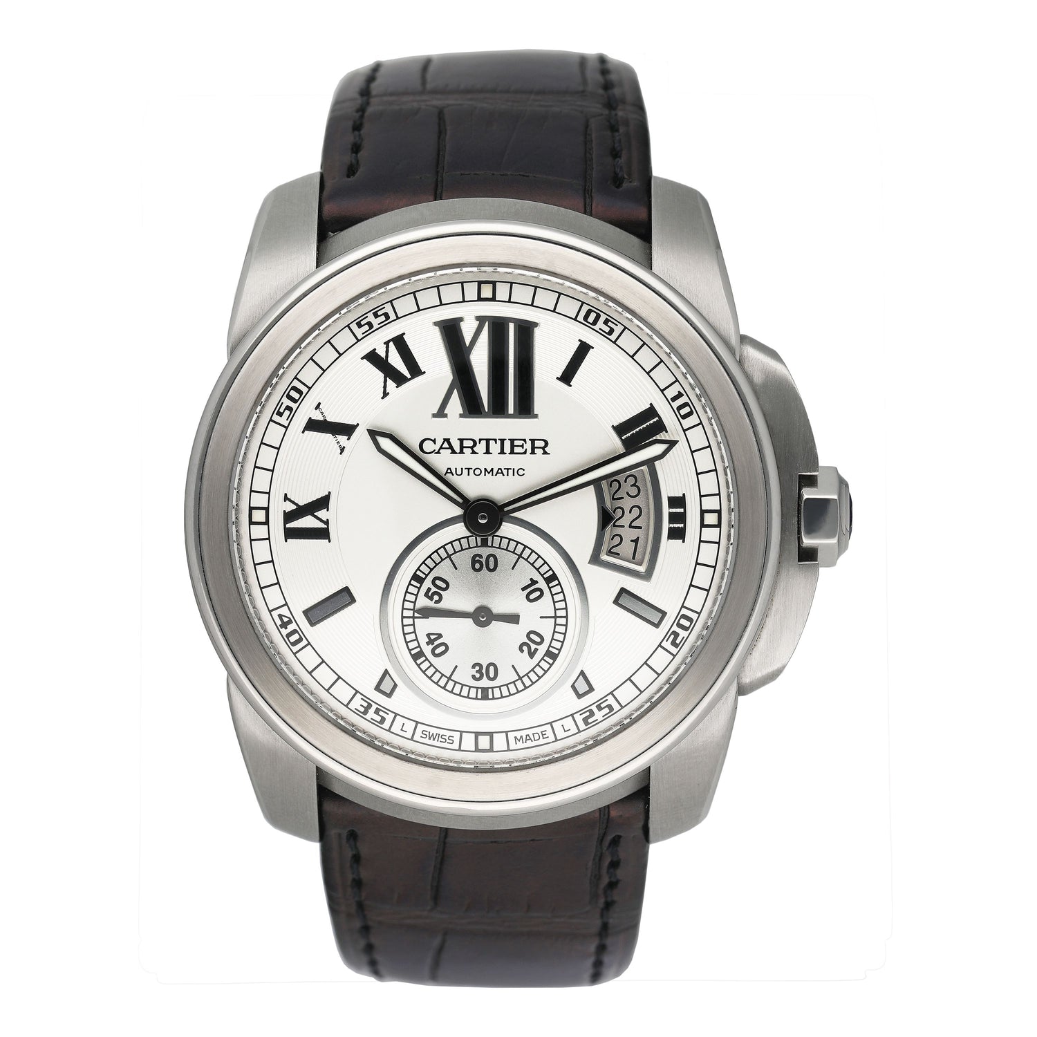 Cartier Calibre Large W7100037 Silver Dial Steel Mens Watch - Watches