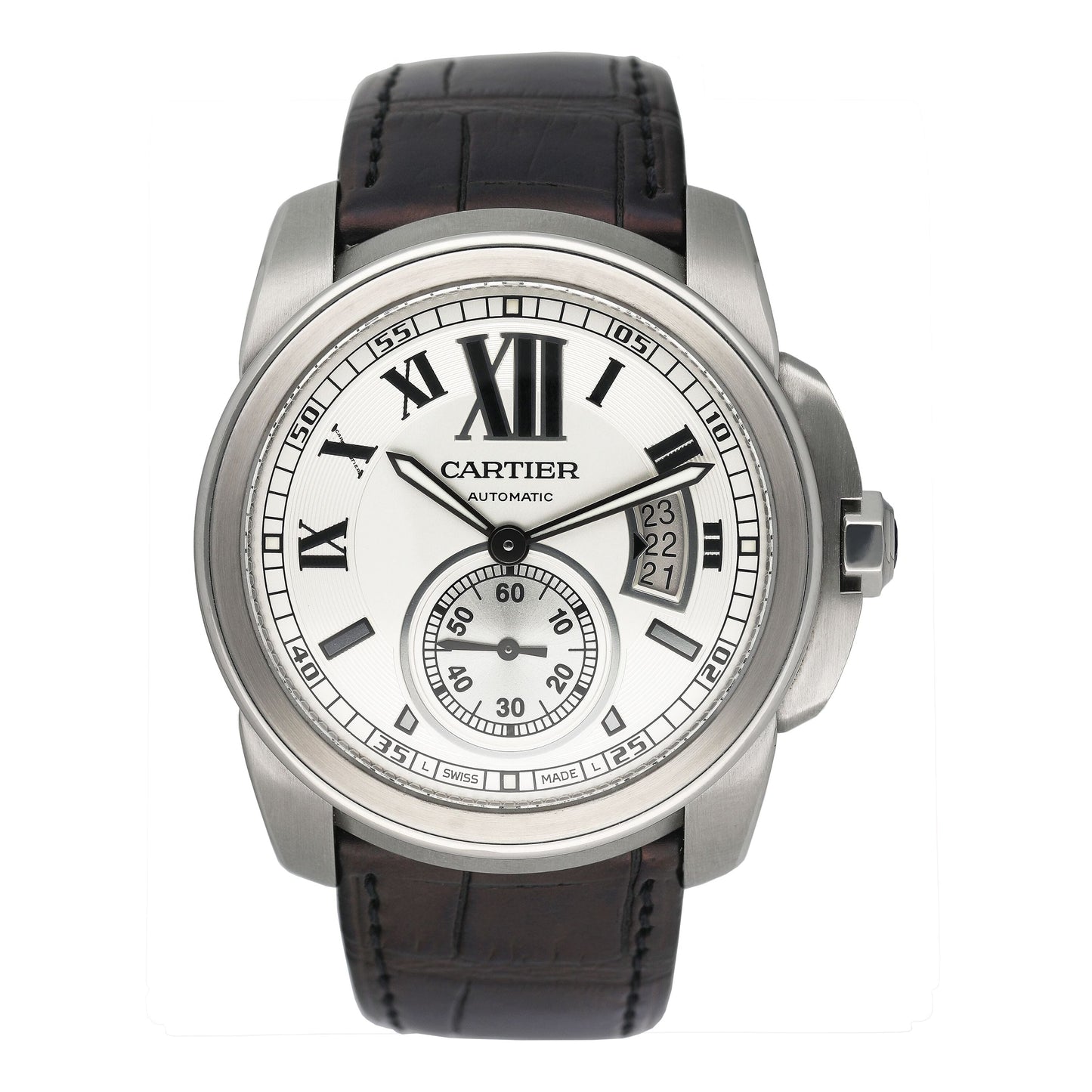 Cartier Calibre Large W7100037 Silver Dial Steel Mens Watch - Watches