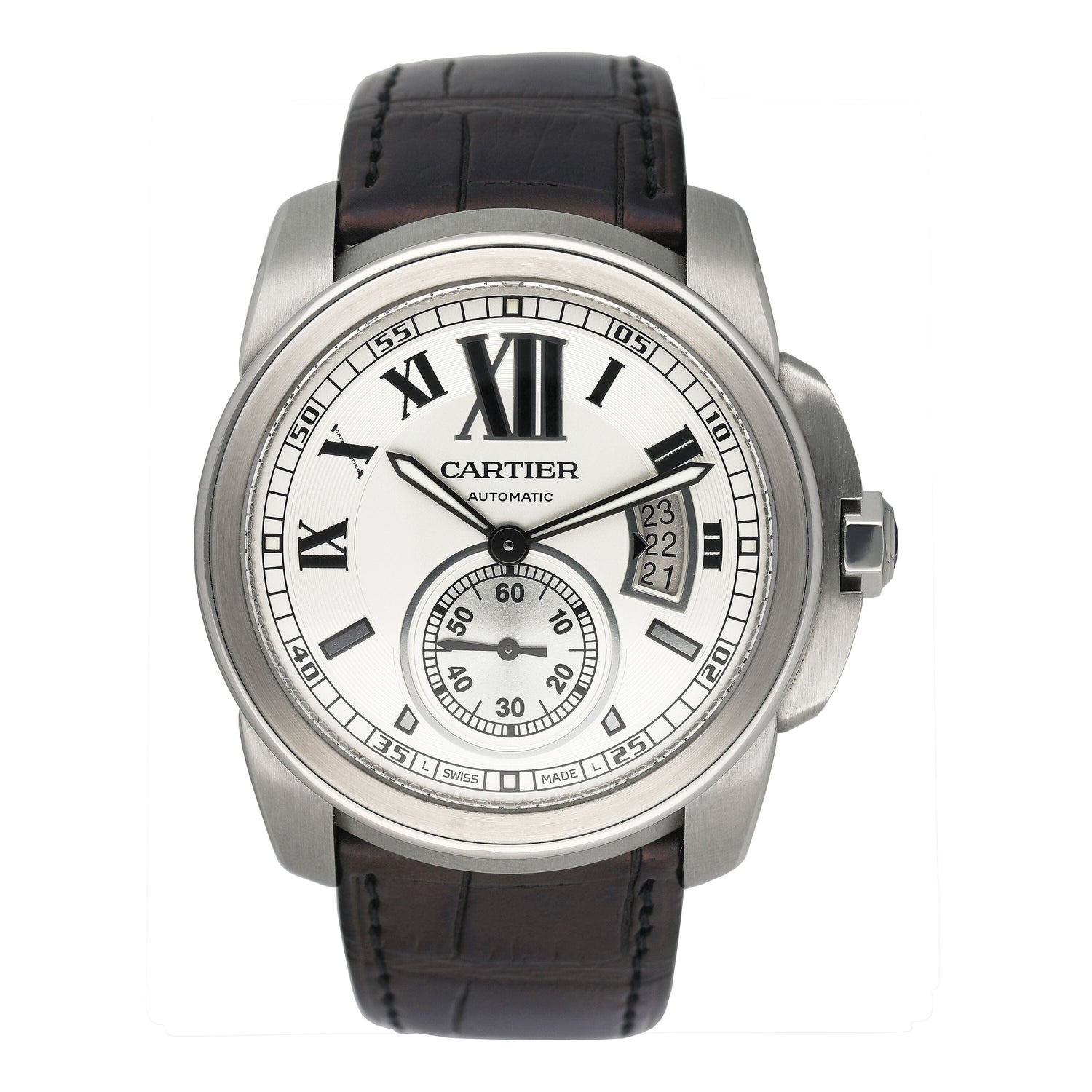 Cartier Calibre Large W7100037 Silver Dial Steel Mens Watch - Watches