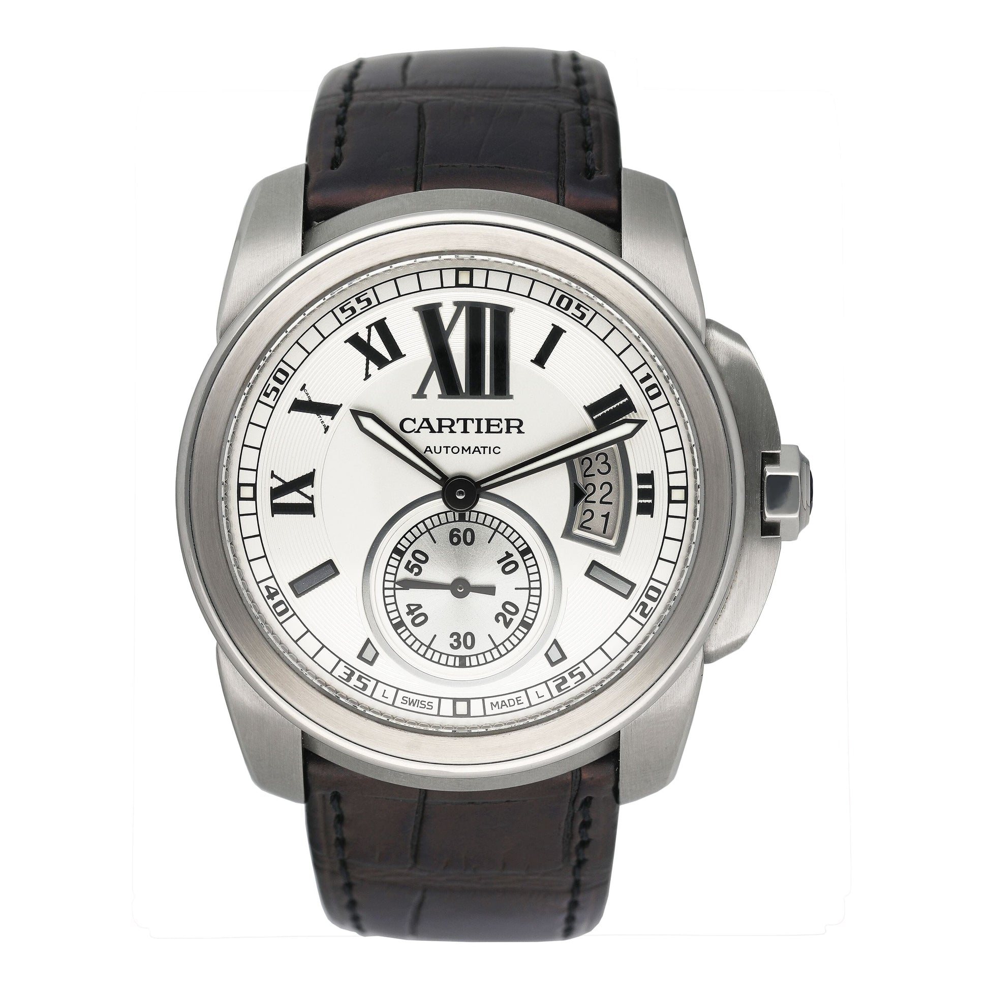 Cartier Calibre Large W7100037 Silver Dial Steel Mens Watch - Watches