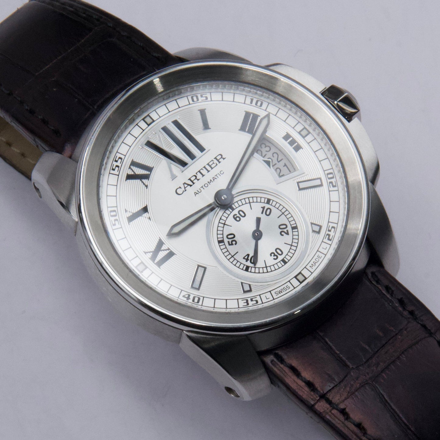 Cartier Calibre Large W7100037 Silver Dial Steel Mens Watch - Watches