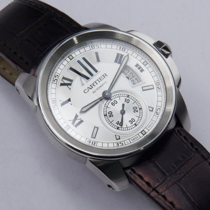 Cartier Calibre Large W7100037 Silver Dial Steel Mens Watch - Watches