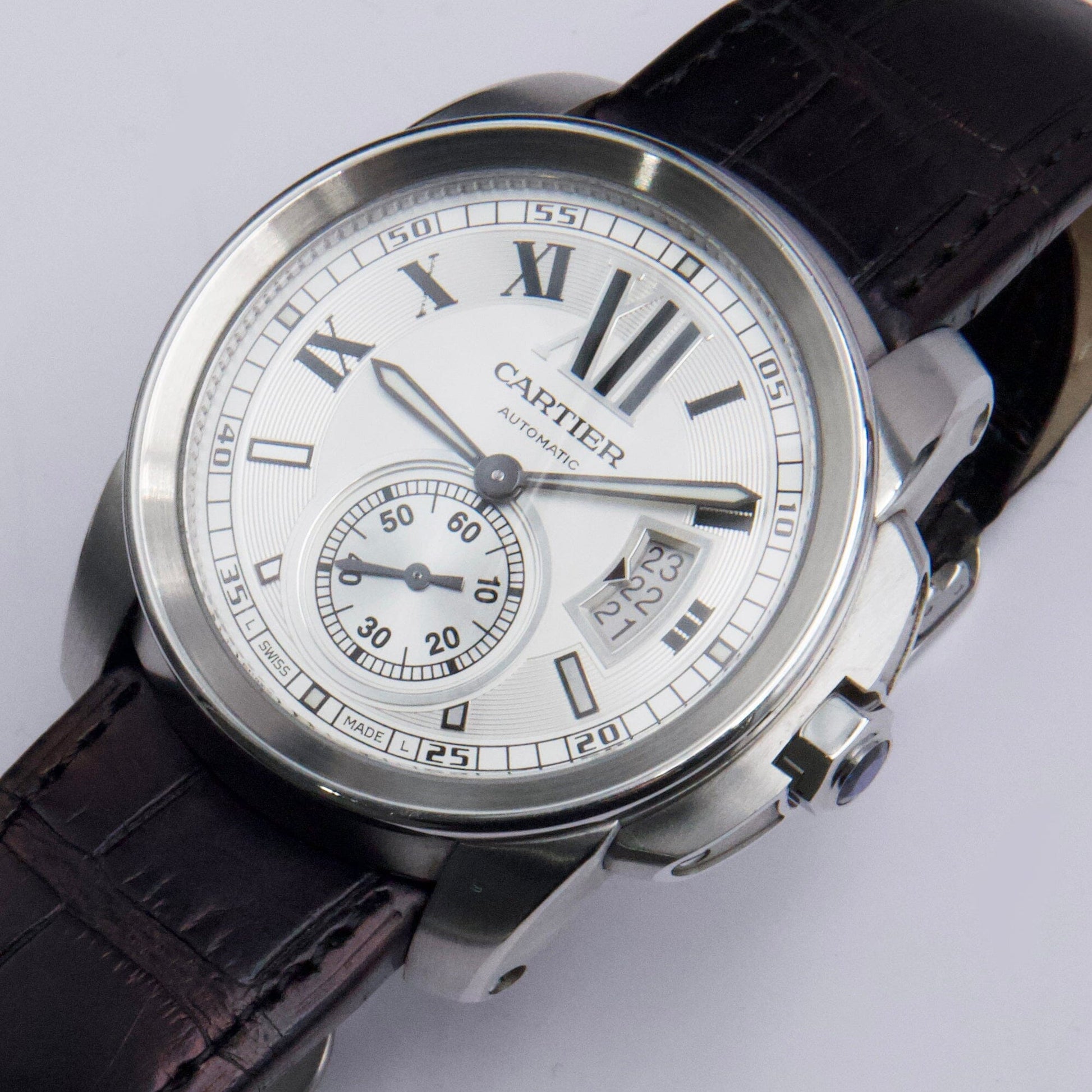Cartier Calibre Large W7100037 Silver Dial Steel Mens Watch - Watches