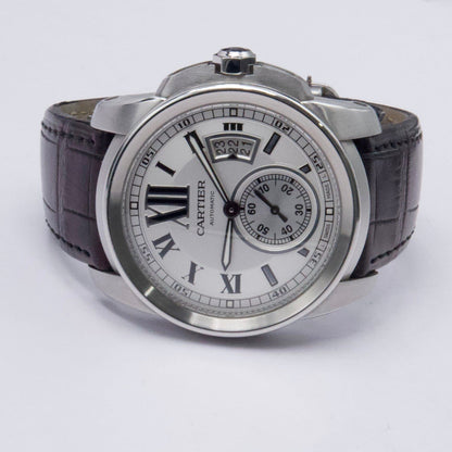 Cartier Calibre Large W7100037 Silver Dial Steel Mens Watch - Watches