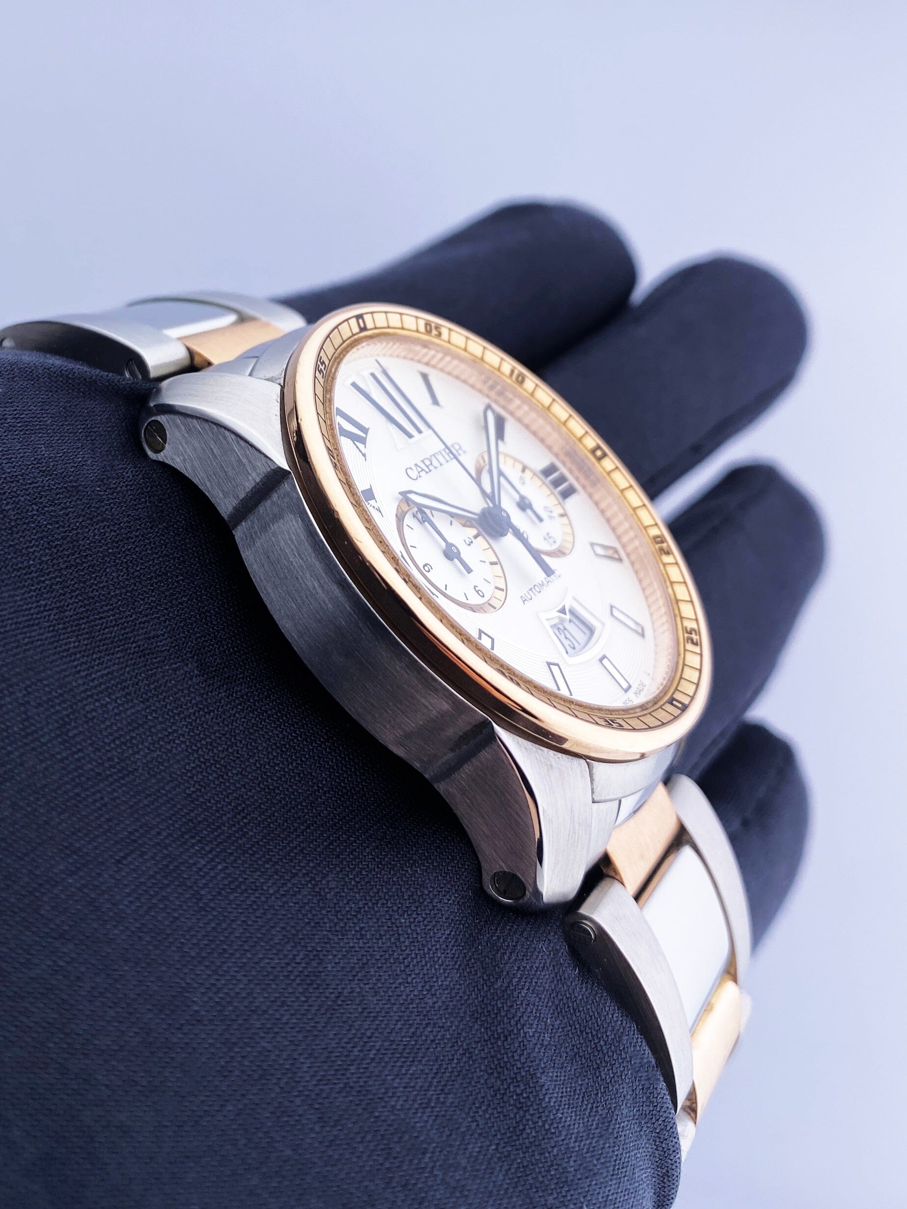 Cartier Calibre Large W7100042 Two Tone Rose Gold Mens Watch - Watches