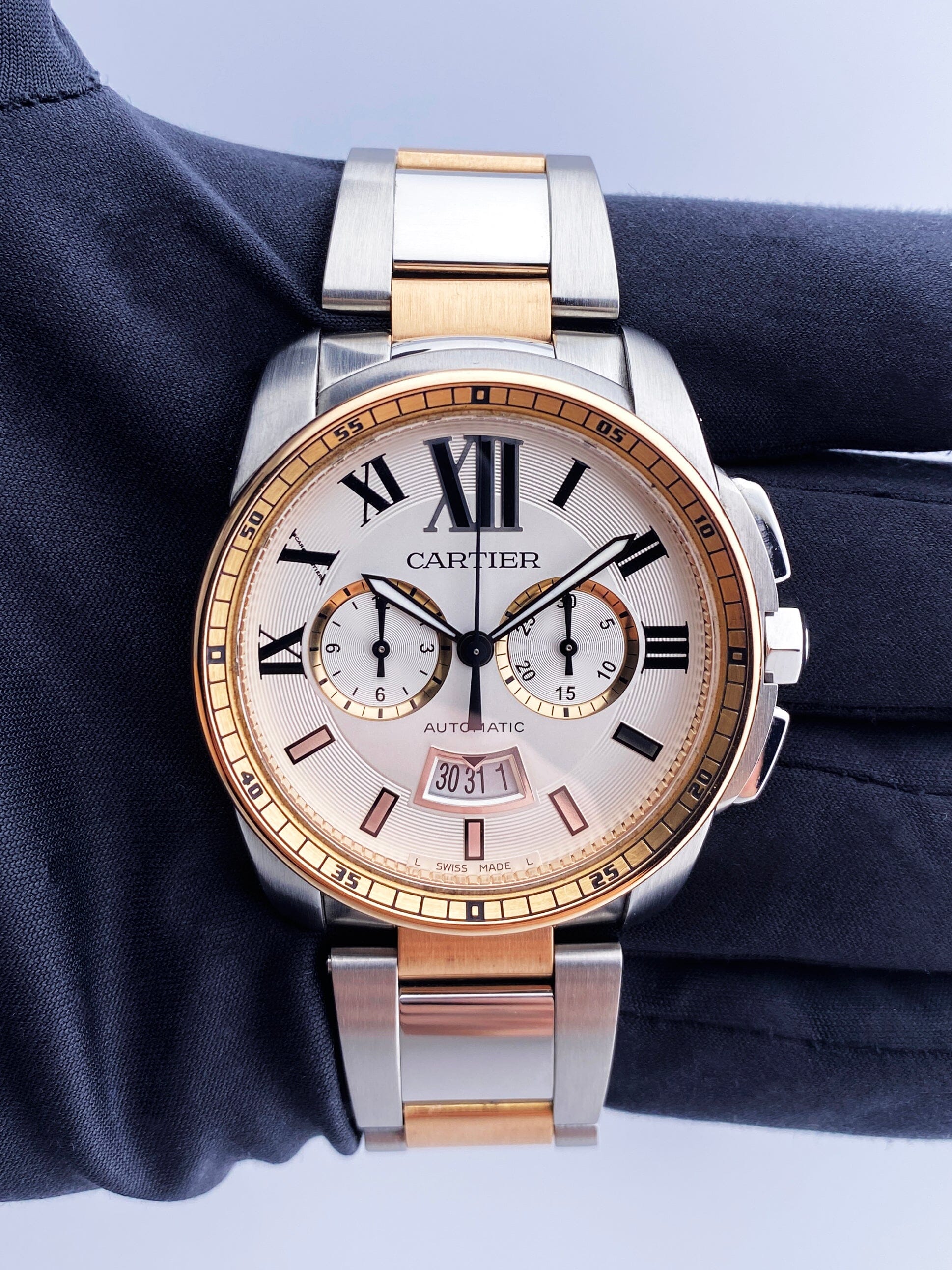 Cartier Calibre Large W7100042 Two Tone Rose Gold Mens Watch – Phigora