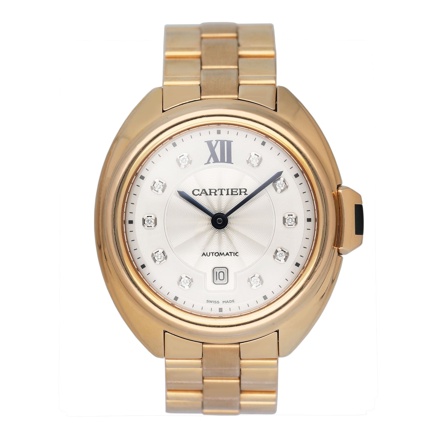 Cartier Clé de WJCL0034 Diamond Silver Dial 18K Rose Gold Ladies Watch - Watches