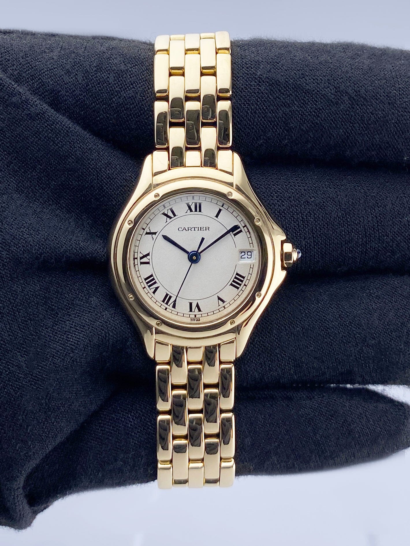 Cartier Cougar Figaro W25012B9 18k Yellow Gold Ladies Watch - Watches