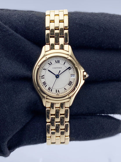 Cartier Cougar Figaro W25012B9 18k Yellow Gold Ladies Watch - Watches