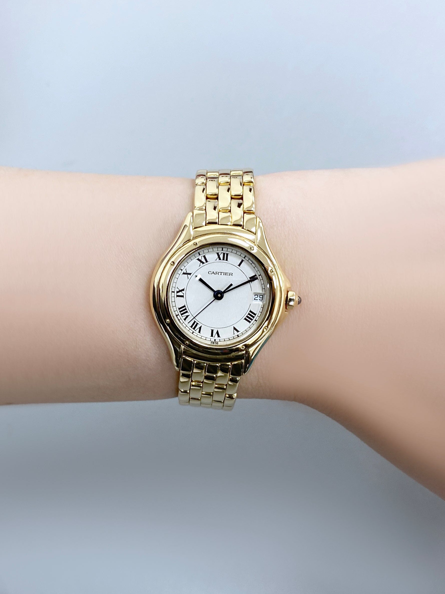 Cartier Cougar Figaro W25012B9 18k Yellow Gold Ladies Watch – Phigora