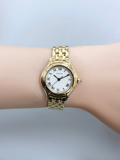 Cartier Cougar Figaro W25012B9 18k Yellow Gold Ladies Watch - Watches