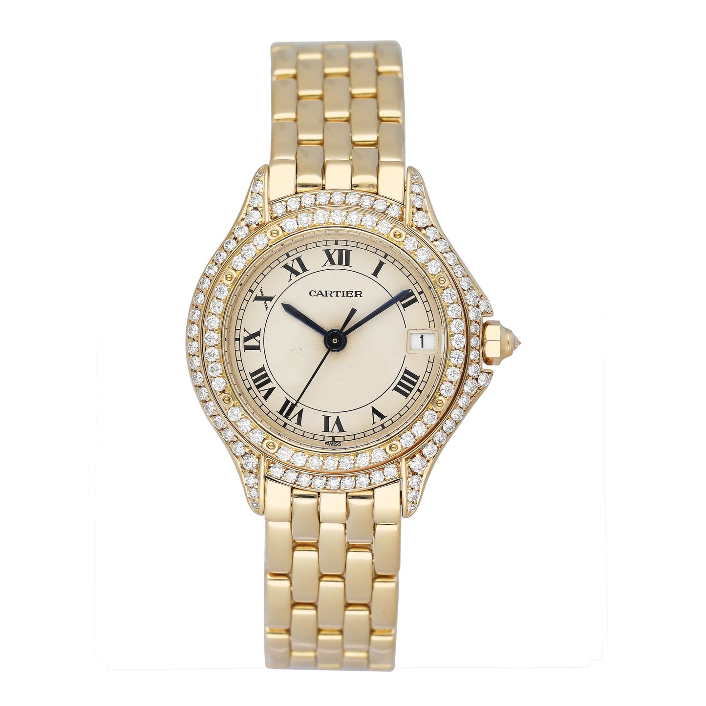 Cartier Cougar WF8003B9 Diamond 18K Yellow Gold Ladies Watch - Watches